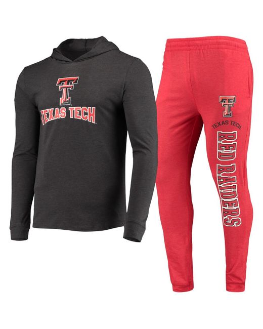 Concepts Sport Charcoal Texas Tech Raiders Meter Long Sleeve Hoodie T-shirt and Jogger Pants Sleep Set