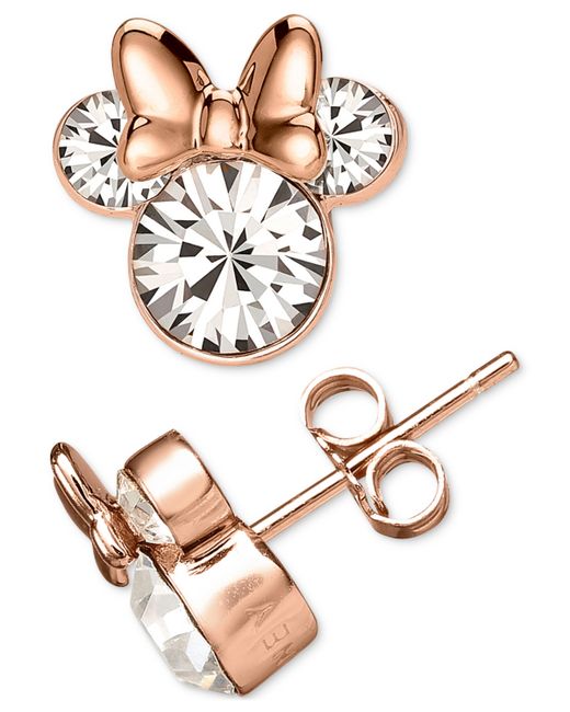 Disney Cubic Zirconia Minnie Mouse Stud Earrings 18k Rose Gold-Plated Sterling