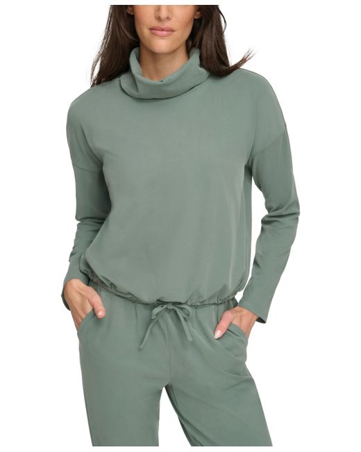 Marc New York Andrew Marc Sport Sueded Pique Cowl Neck Top with Drawstring Waistband