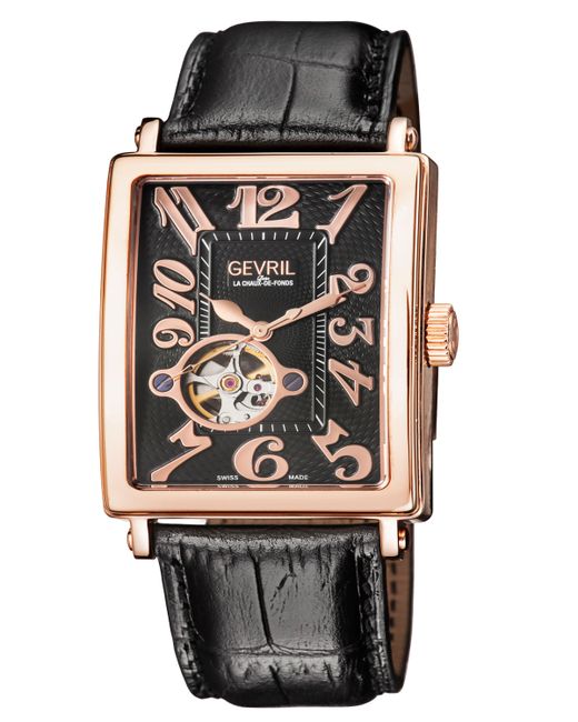 Gevril Avenue of Americas Intravedere Leather Watch 44mm