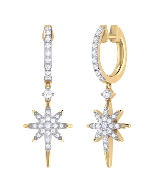 LuvMyJewelry Twinkle Star Design Sterling Silver Diamond Hoop Earring