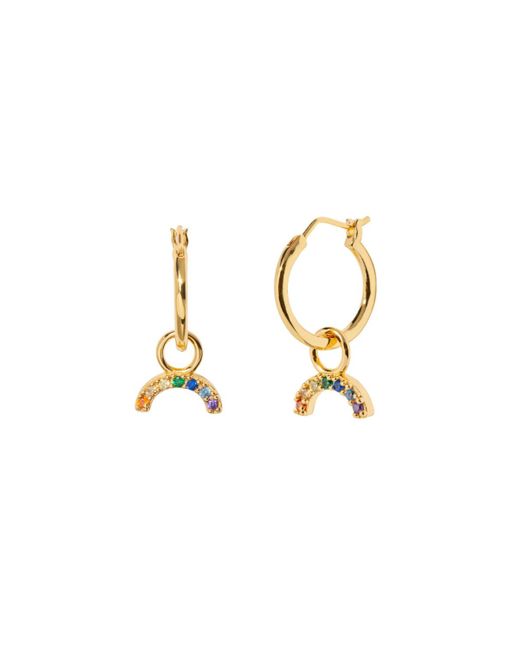 Little Sky Stone 14K Plated Earrings Rainbow Hoops