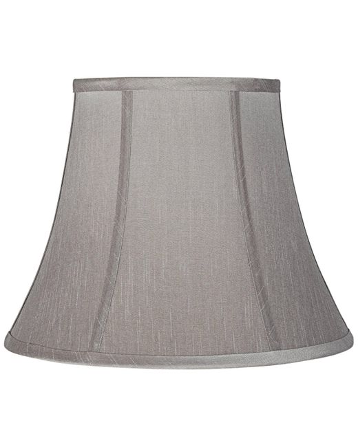 Springcrest Pewter Medium Bell Lamp Shade 8 Top x 14 Bottom 11 Slant 10.5 High Spider Replacement with Harp and Finial Spring crest