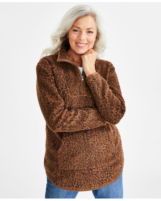 Style & Co Petite Quarter-Zip Sherpa Pullover Sweatshirt Created for