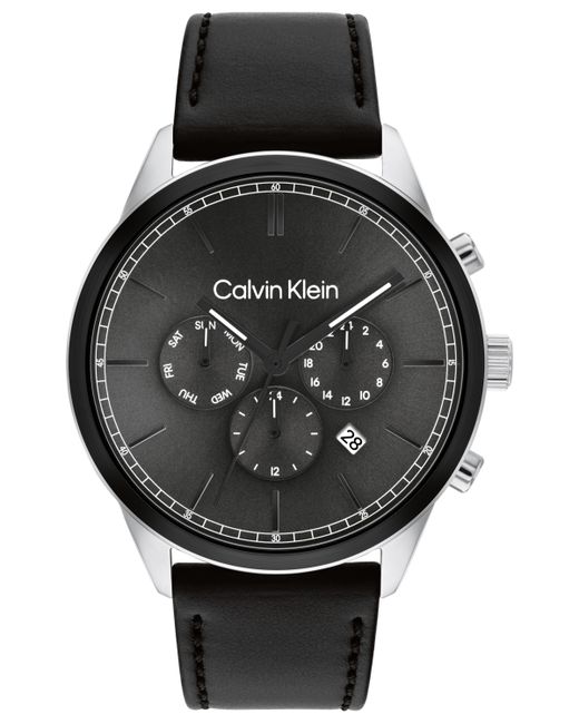 Calvin Klein Multi-Function Leather Strap Watch 44mm