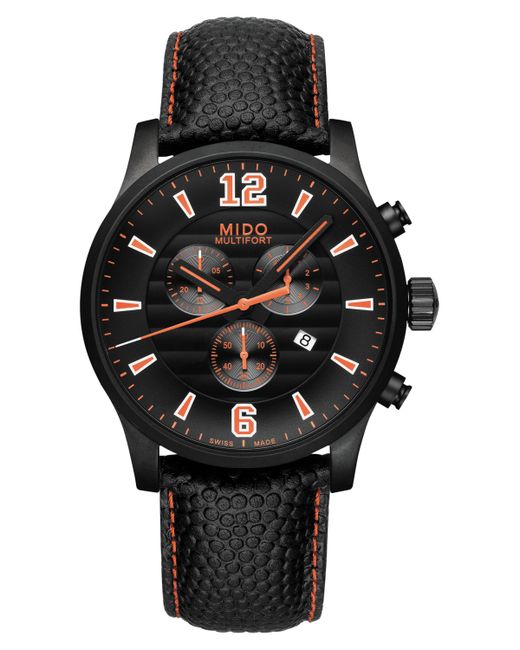 Mido Swiss Chronograph Multifort Leather Strap Watch 42mm