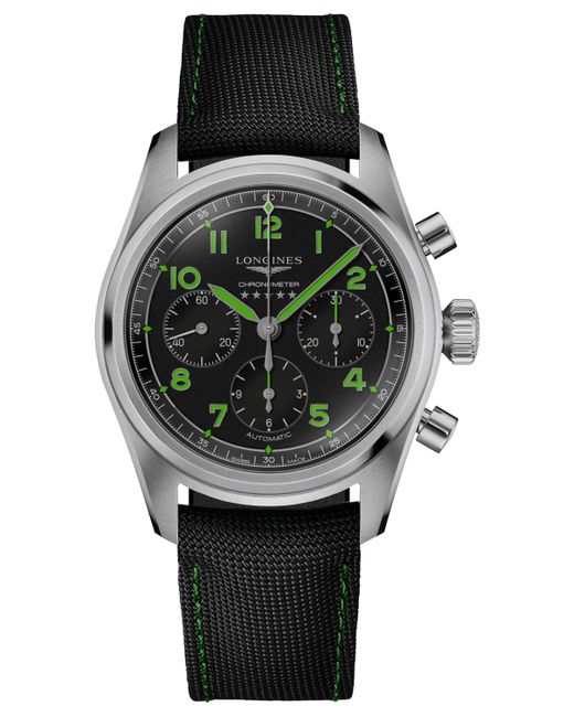 Longines Swiss Automatic Chronograph Spirit Pioneer Edition Synthetic Strap Watch 42mm