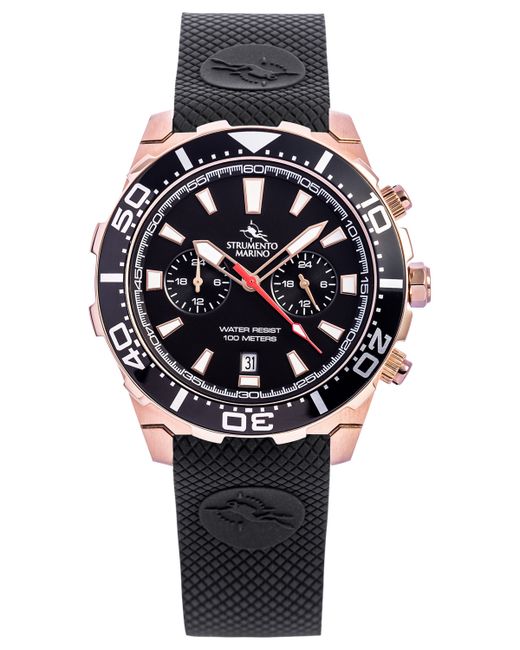 Strumento Marino Skipper Dual Time Zone Black Silicone Strap Watch 44mm Created for