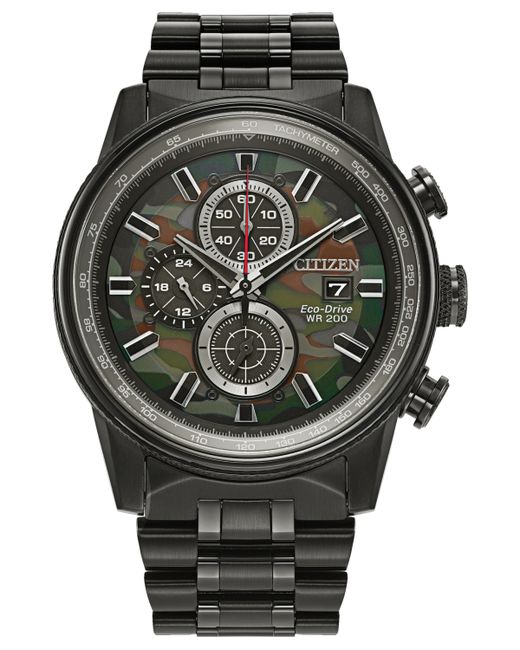 Citizen Eco-Drive Chronograph Nighthawk Stainless Steel Bracelet Watch 43mm