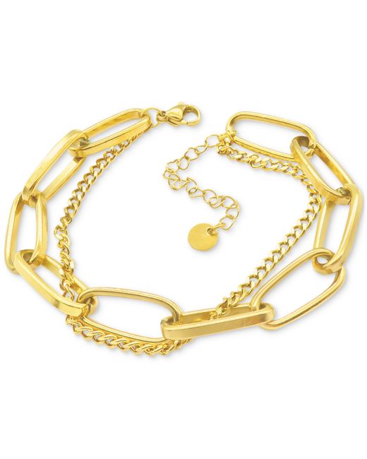 Adornia 14k Plated Oversized Paperclip Mixed Chain Bracelet