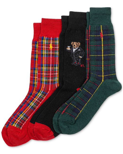 Polo Ralph Lauren 3-Pk. Martini Bear Slack Crew Socks Giftbox Set