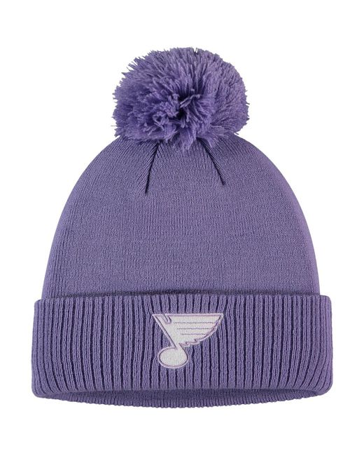 Adidas St. Louis Blues 2021 Hockey Fights Cancer Cuffed Knit Hat with Pom