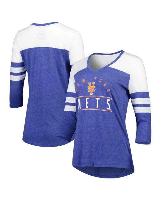 Fanatics New York Mets League Leader Tri-Blend 3/4-Sleeve V-Neck T-shirt