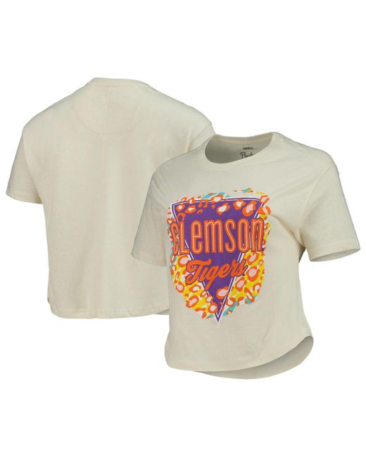 Pressbox Clemson Tigers Taylor Animal Print Cropped T-shirt