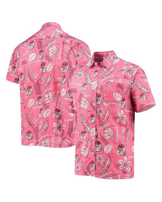 Wes & Willy Distressed Georgia Bulldogs Vintage-Like Floral Button-Up Shirt