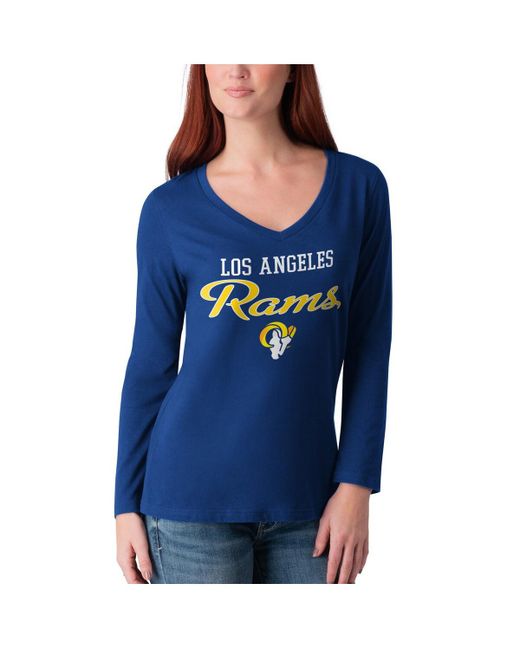 G-iii 4her By Carl Banks Los Angeles Rams Post Season Long Sleeve V-Neck T-shirt