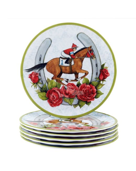 Certified International Derby Day The Races Set of 6 Melamine Salad Plates Service For
