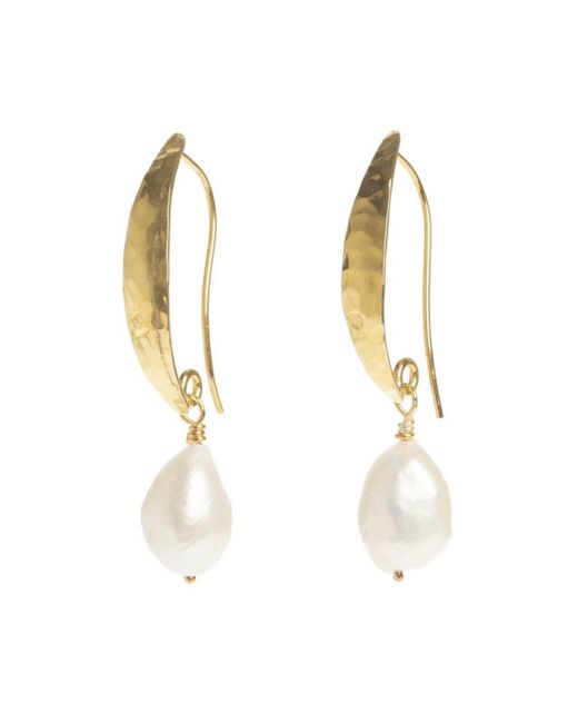 Freya Rose Hammered Baroque Pearl Earrings