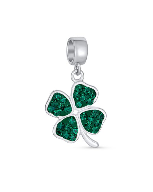 Bling Jewelry Celtic Lucky Good Luck Leaf Crystal Shamrock Irish Clover Dangle Bead Charm For 925 Sterling Silver