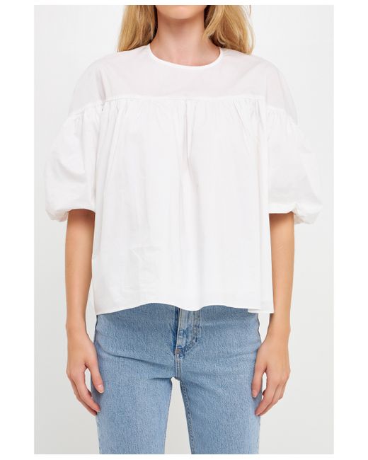 English Factory Dropped Shoulder Puff Sleeve Top