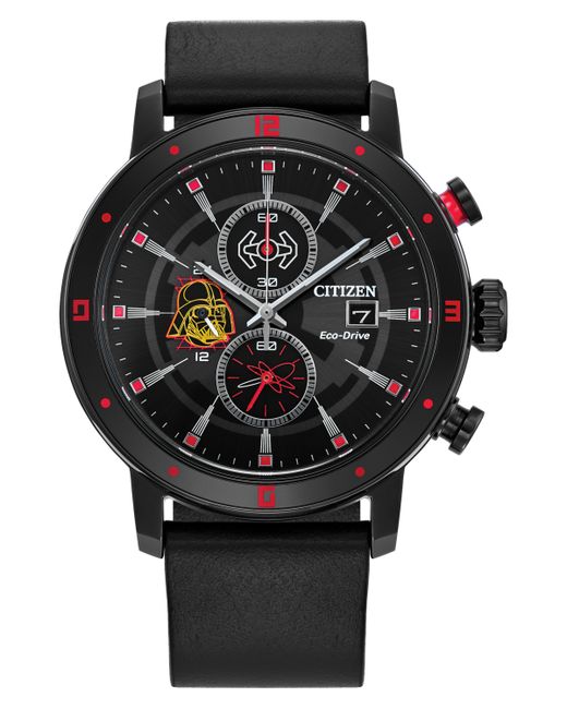 Citizen Eco-Drive Chronograph Star Wars Darth Vader Leather Strap Watch 44mm