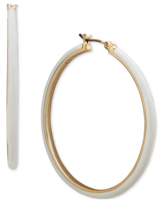 Dkny Gold-Tone Medium Coated Hoop Earrings 1.52