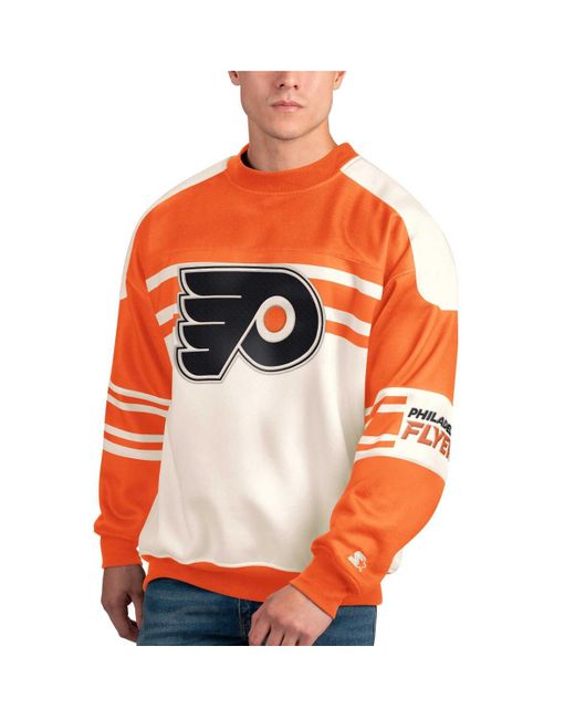 Starter Philadelphia Flyers Defense Fleece Crewneck Pullover Sweatshirt