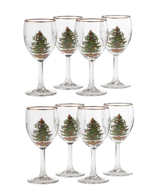 Spode Christmas Tree Wine Glasses Set of 8