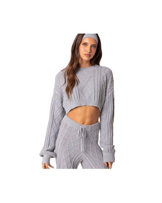 Edikted Kasey cable knit cropped sweater
