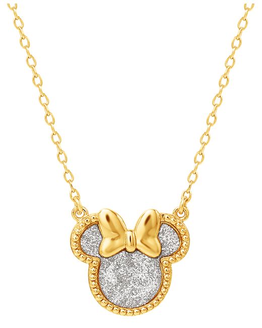 Disney Minnie Mouse Glitter 18 Pendant Necklace 18k Gold-Plated Sterling