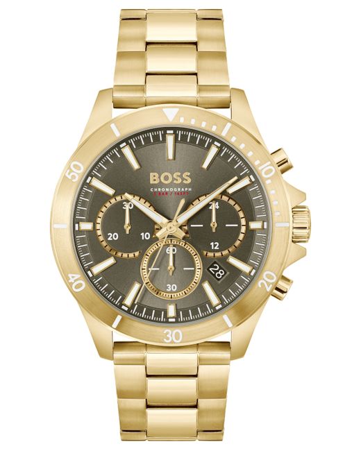 Boss Troper Quartz Fashion Chronograph Ionic Plated Steel Watch 45mm