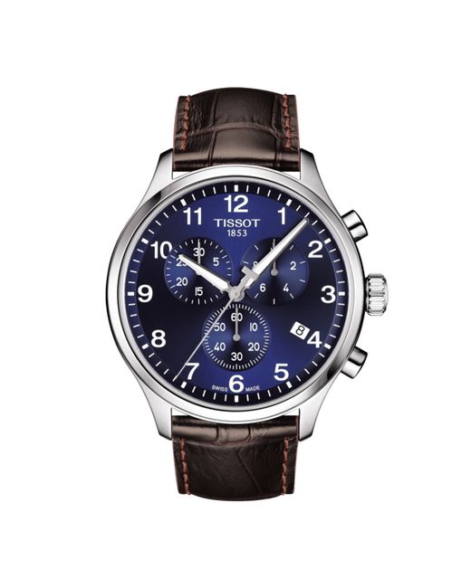 Tissot Swiss Chronograph Chrono Xl Classic T-Sport Leather Strap Watch Blue