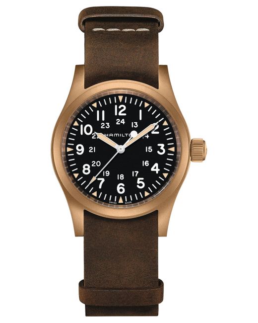 Hamilton Swiss Mechanical Khaki Field Leather Strap Watch 38mm