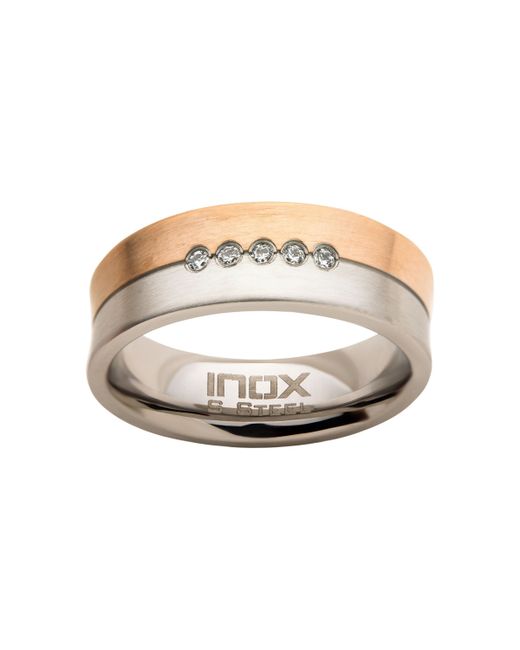 Inox Steel Plated 5 Piece Clear Diamond Ring