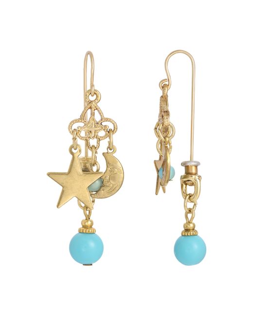 2028 Faux Star and Moon Front Back Earrings
