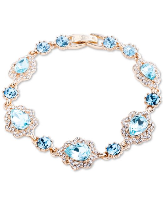 Marchesa Gold-Tone Round Pear-Shape Crystal Flex Bracelet