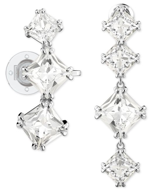 Swarovski Silver-Tone Crystal Mismatch Earrings
