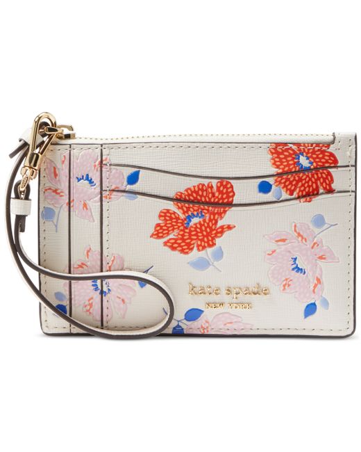 Kate Spade New York Morgan Dotty Floral Embossed Saffiano Coin Card Case Wristlet