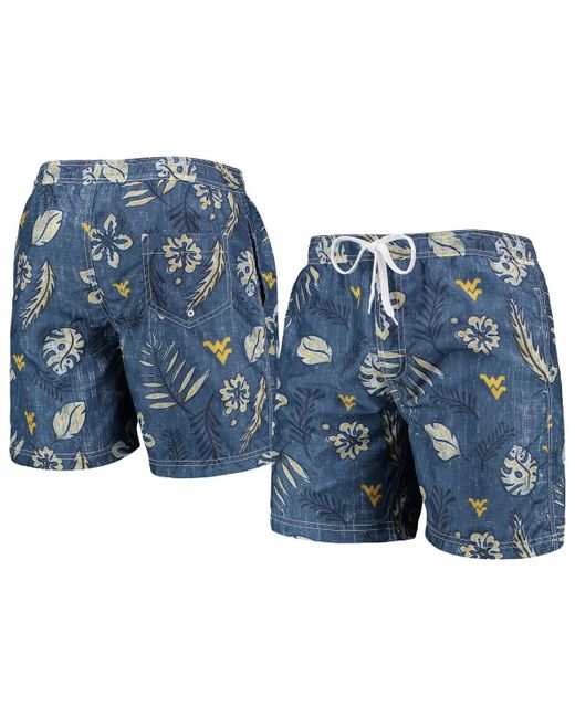 Wes & Willy West Virginia Mountaineers Vintage-Like Floral Swim Trunks
