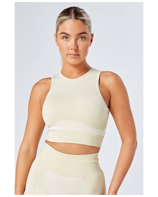 Twill Active Recycled Colour Block Body Fit Racer Crop Top