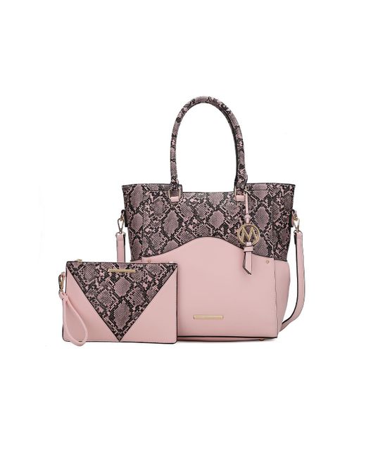 MKF Collection Iris Snake Embossed Tote Bag with matching Wristlet Pouch by Mia K