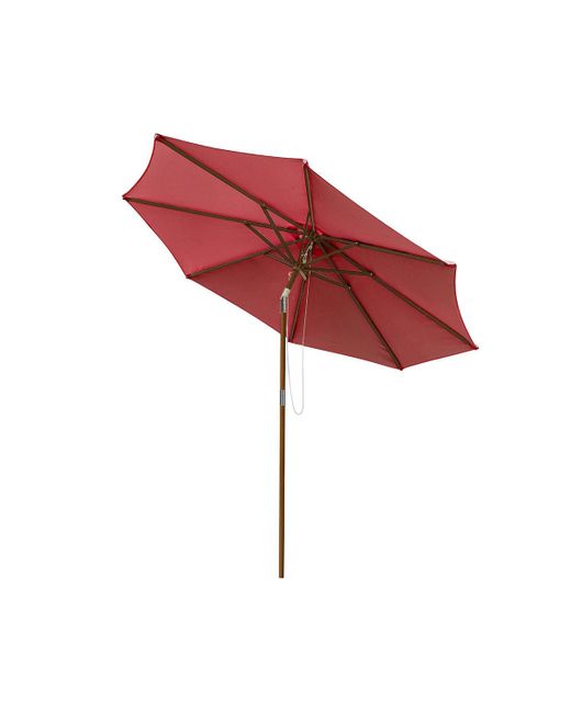 Yescom 9ft Wooden Patio Umbrella 8 Ribs Outdoor Garden Parasol Beach Sunshade Easy Tilt