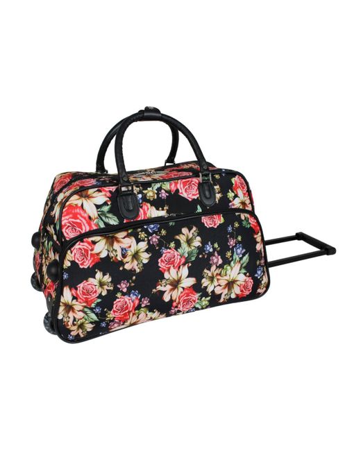 World Traveler Floral Inch Carry-On Rolling Duffel Bag