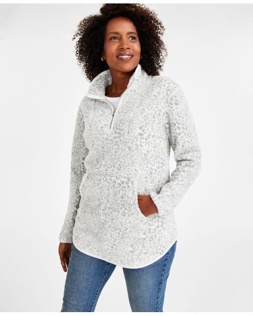 Style & Co Petite Quarter-Zip Sherpa Pullover Sweatshirt Created for
