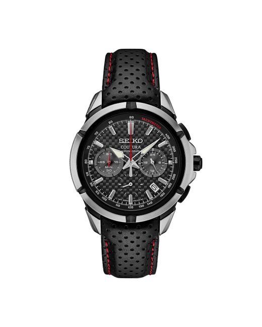 Seiko Chronograph Coutura Perforated Leather Strap Watch 42mm