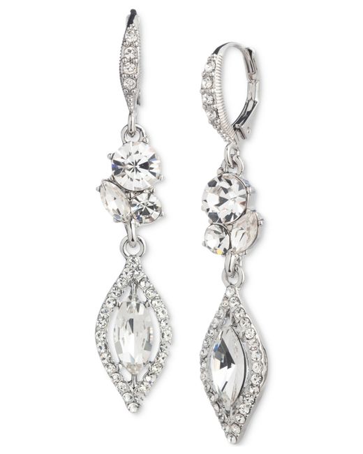 Givenchy Gold-Tone Pave Crystal Double Drop Earrings