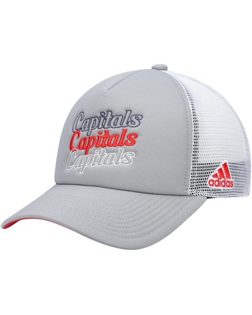 Adidas White Washington Capitals Foam Trucker Snapback Hat