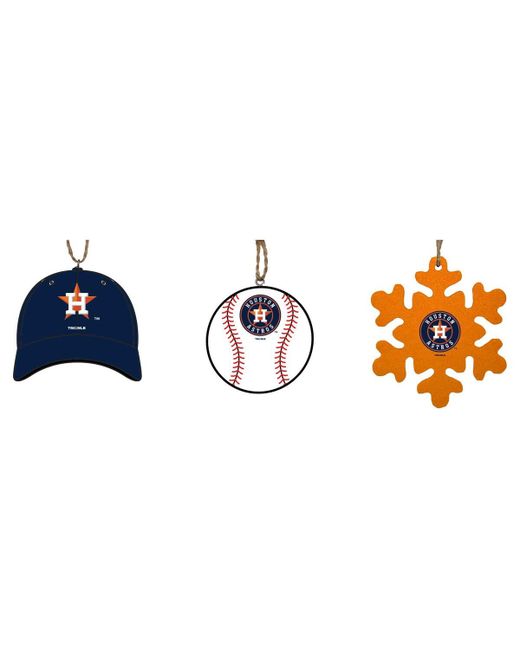 Memory Company The Houston Astros Three-Pack Cap Baseball and Snowflake Ornament Set
