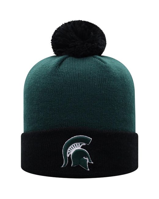Top Of The World and Black Michigan State Spartans Core 2-Tone Cuffed Knit Hat with Pom