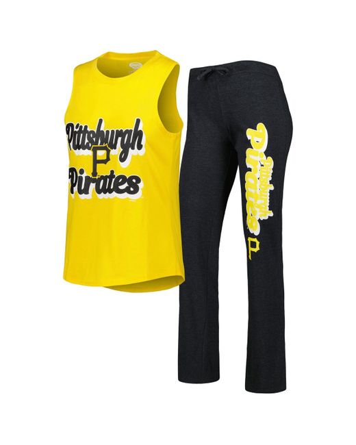 Concepts Sport and Gold Pittsburgh Pirates Wordmark Meter Muscle Tank Top Pants Sleep Set
